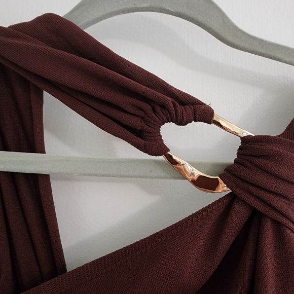 Zara esspreso brownElegant Burgundy One-Shoulder Dress - Picture 2 of 2